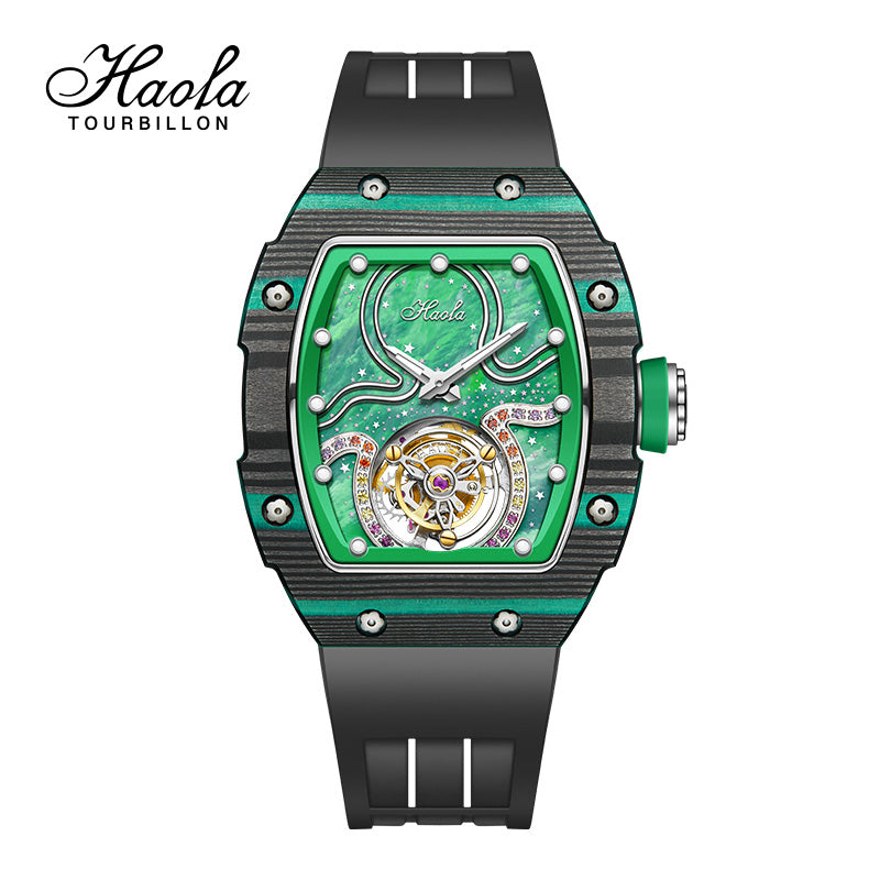 HAOFA Square Women Tourbillon Carbon Fiber Bezel 42 hours power super luminous Manual winding movement 1910L