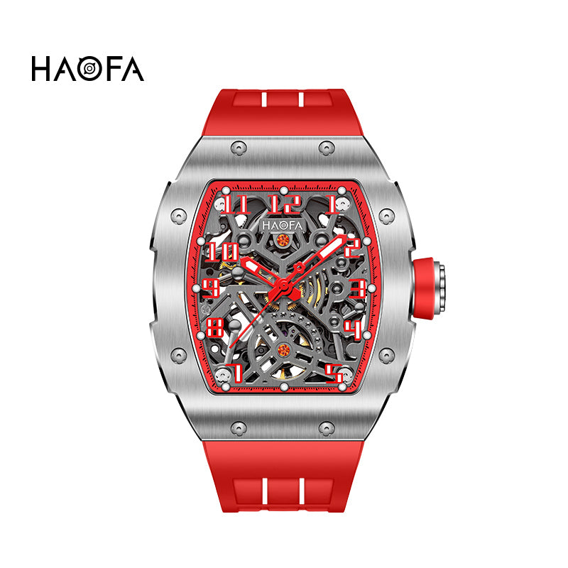 HAOFA 1923A Big Number Maze Skeleton Stainless Steel Automatic Watch
