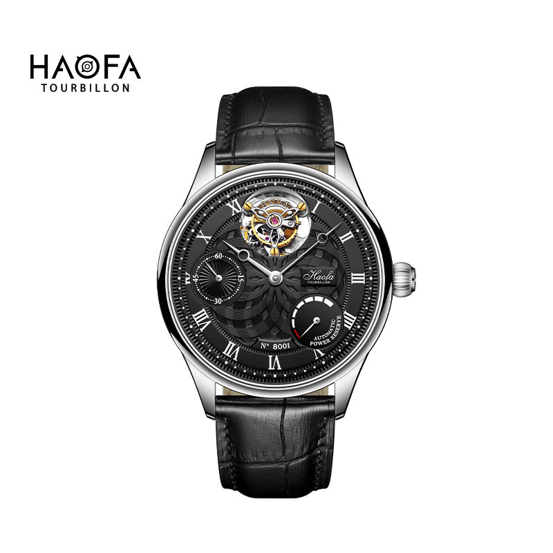 HAOFA 12'clock Power Reserve Display Automatic Tourbillon Watch 8001