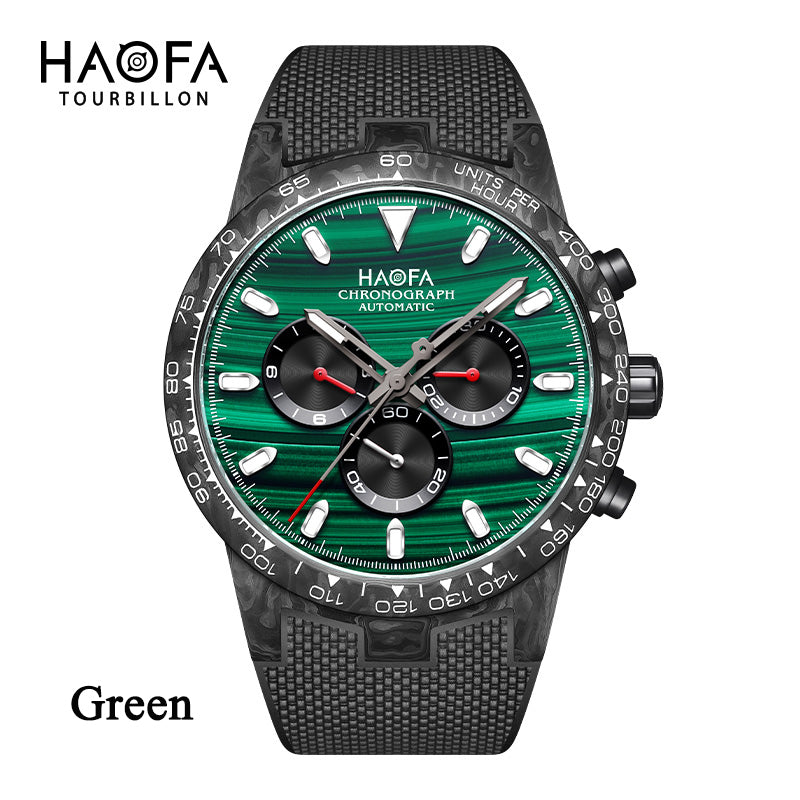HAOFA Chronograph Movement Full Carbon Fiber Automatic Screw-in crown Watch 2366