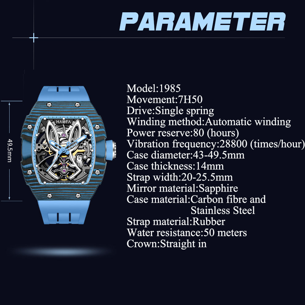 Haofa Flying Tourbillon Watch Luxury Skeleton Multi -surface Tonneau  Automatic Mechanical Watch Sapphire Luminous Business 2310