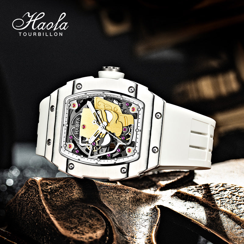 Montre automatique mystère en cuivre SANXINDUI modèle HAOFA 1969 lunette en fibre de carbone 80 heures de marche