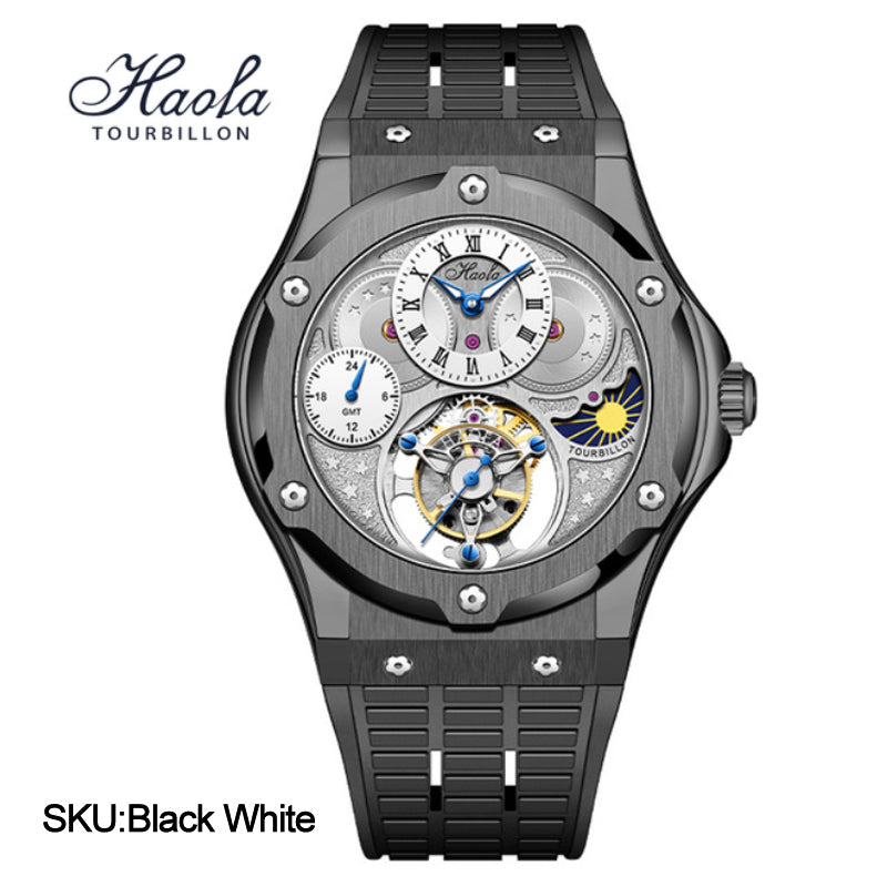 HAOFA GMT Flying Manual Tourbillon Sapphire Crystal Watches 1919