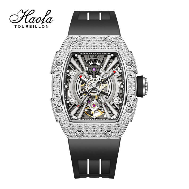 HAOFA Middle Size Automatic Movement watch Crystal bezel and side 60 hours power 50M Waterproof 1907L