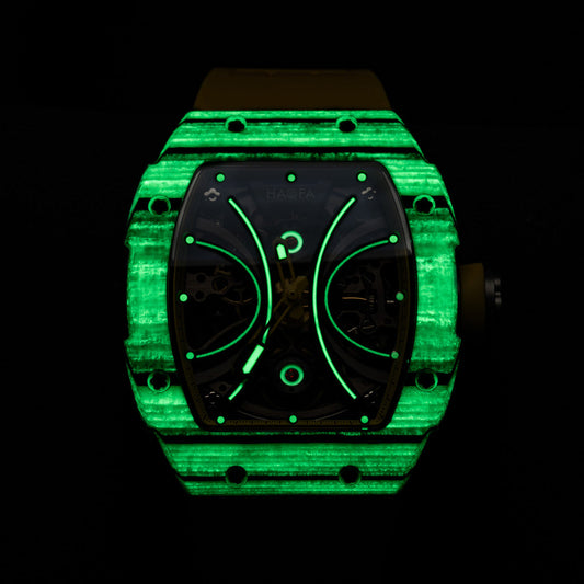 Beautiful weather perfect for hanging out - with Haofa carbon fiber super luminous skeleton watch 1909