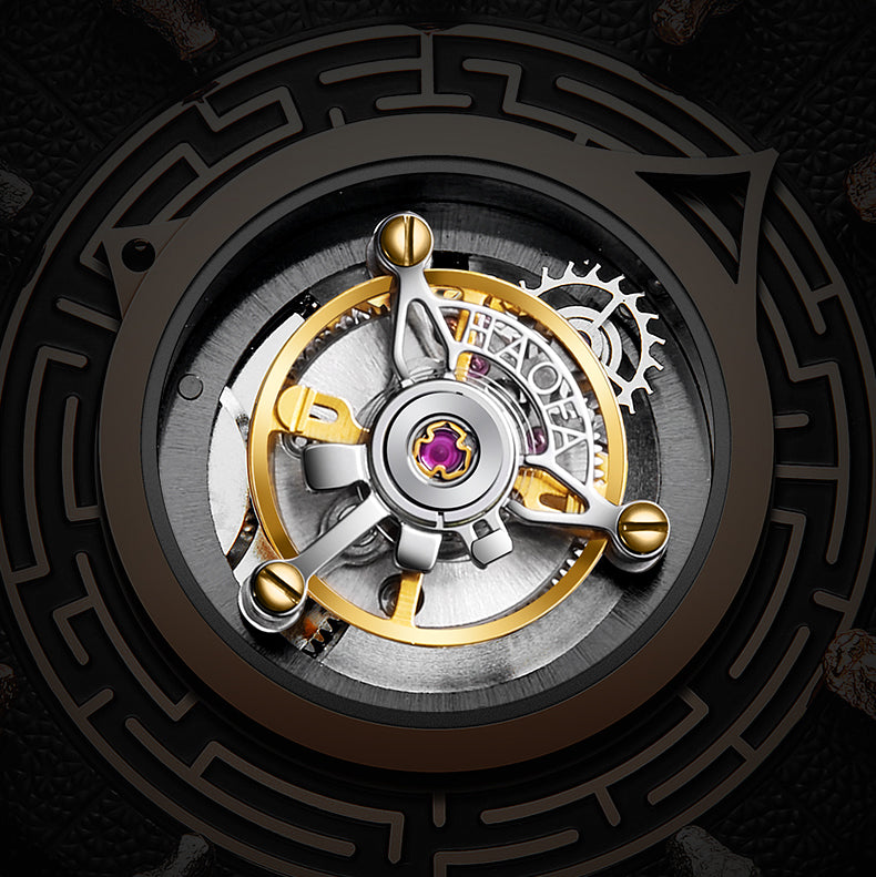 HAOFA Center Tourbillon 3D Zodiac signs Limited 500 pcs 3D Sapphire Crystal Purple Sandalwood seal  Purple Sandalwood Gift Box