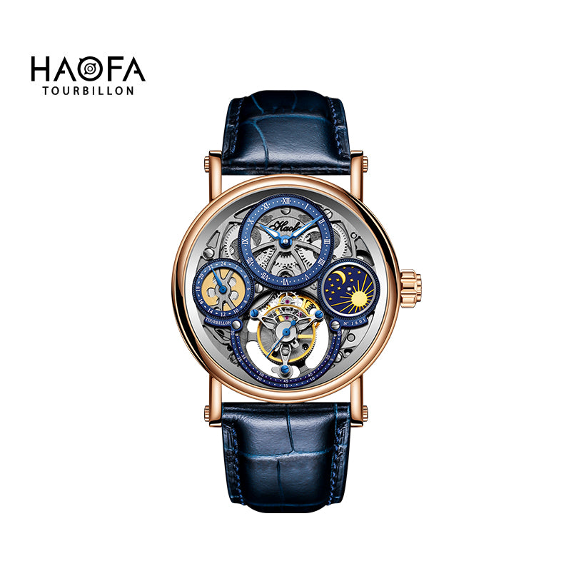Haofa 1601 Skeleton GMT CNC Engraving Tourbillon 28800 – HAOFA