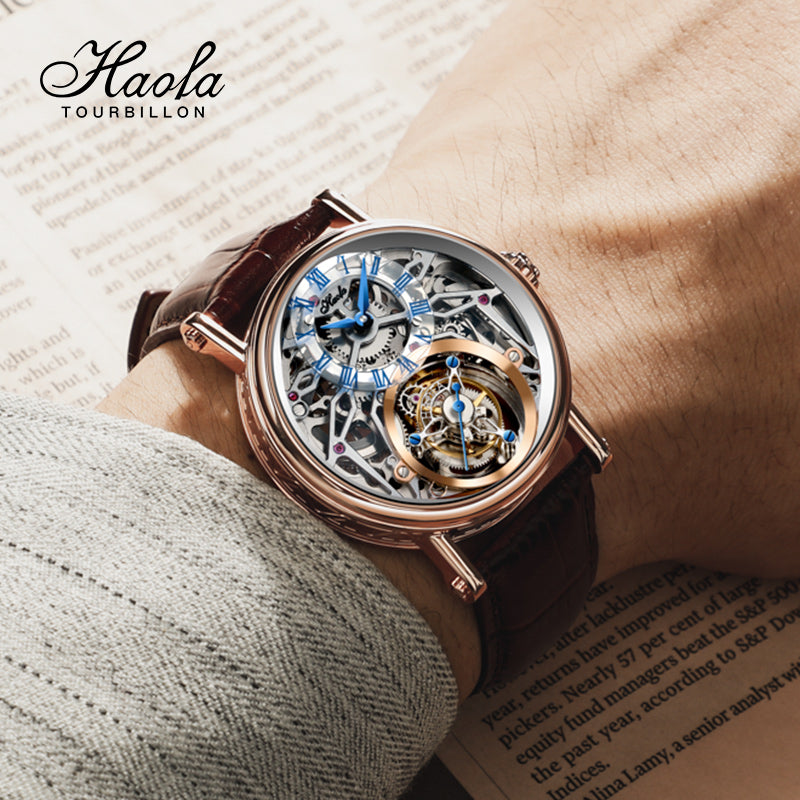 Haofa 1602 Flying Tourbillon CNC ENGRAVING Dial Skeleton Watch