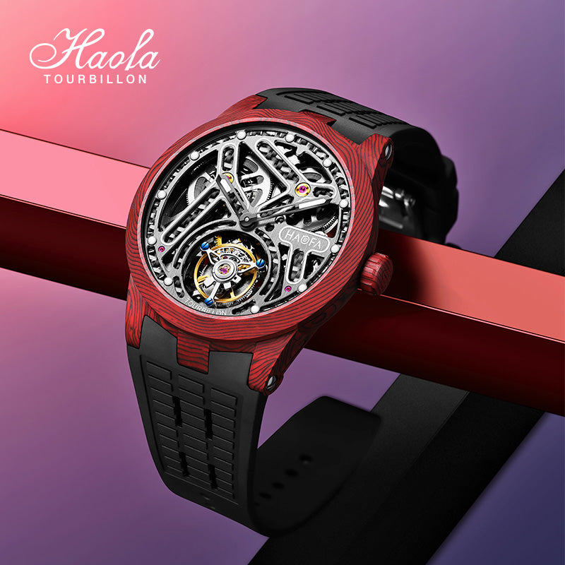 HAOFA 2330 Double Spring Carbon Fibre Round Automatic Tourbillon Watch