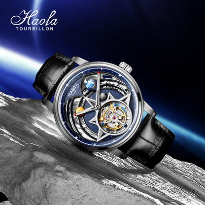 HAOFA 3D Galaxy double barrel Automatic Tourbillon (Gift Crystal Galaxy ball ) Model 2268