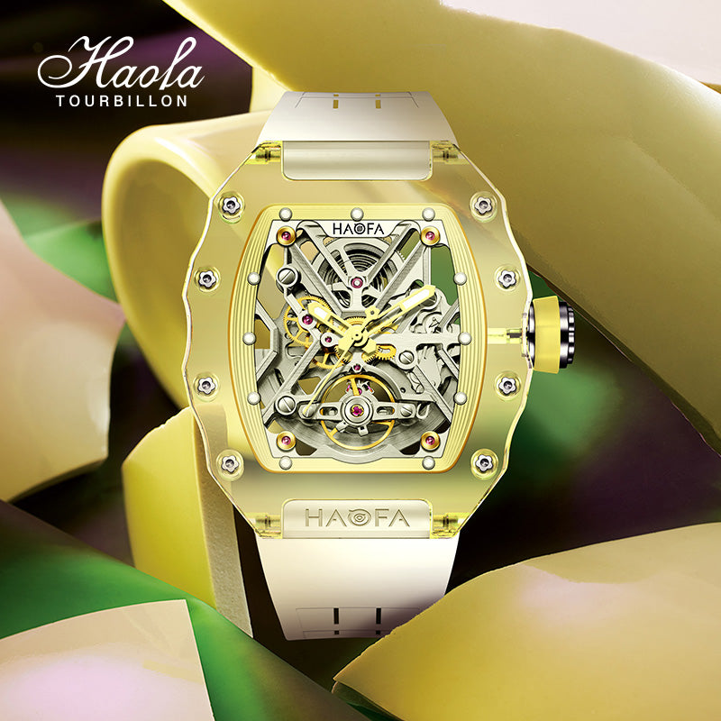 HAOFA Colorful Crystal Case Automatic Watch 72H Power Model 2203