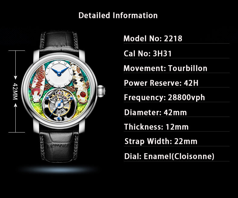 Reserve(30 days)--HAOFA Enamel (Cloisonne) Carp Tourbillon 2218