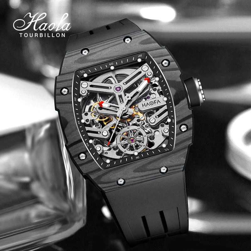 HAOFA 1982 Navigator Skeleton Carbon Fiber Automatic Mechanical Watch