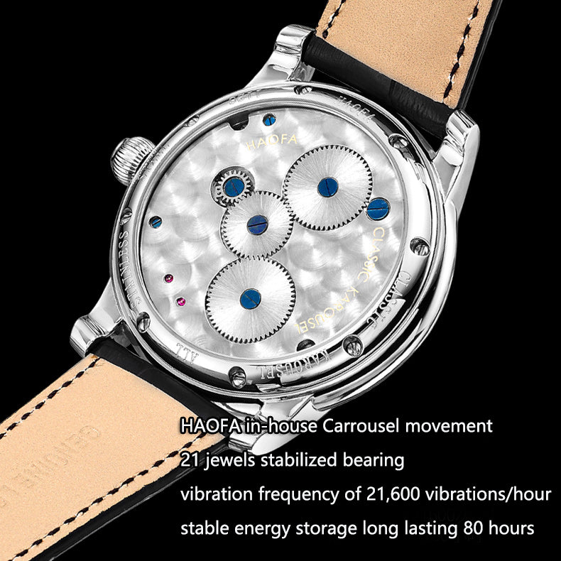 Haofa 1128 Carrousel Movement Double Spring Manual Winding 80 Power Reserve Watch