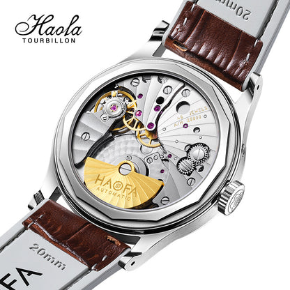 Haofa 2372 Calendar Display Moon Phase Micro Rotor Geneva Stripes Automatic Mechanical Watch