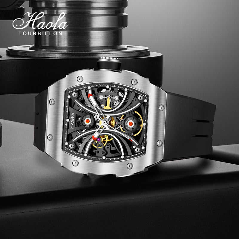 Haofa 1909A Stainless Steel Case Skeleton Automatic Watch Super Luminous 80 hours power