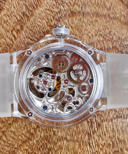 Haofa K9 Crystal Case Skeleton Tourbillon GMT Watch 2231