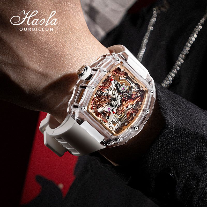 Haofa Crystal 2323 3D Dragon and Horse 72H Automatic Watch