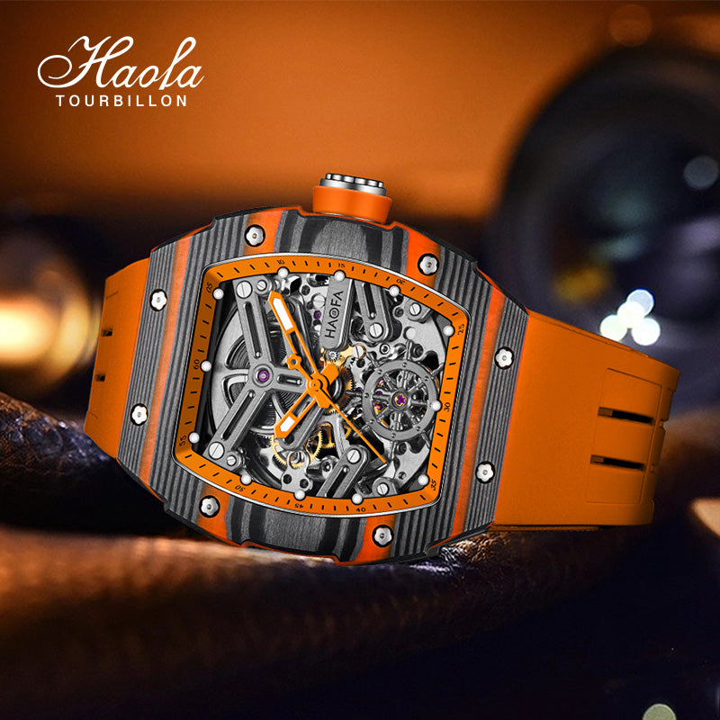 HAOFA 1982 Navigator Skeleton Carbon Fiber Automatic Mechanical Watch