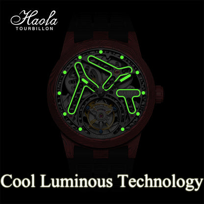 HAOFA 2330 Double Spring Carbon Fibre Round Automatic Tourbillon Watch