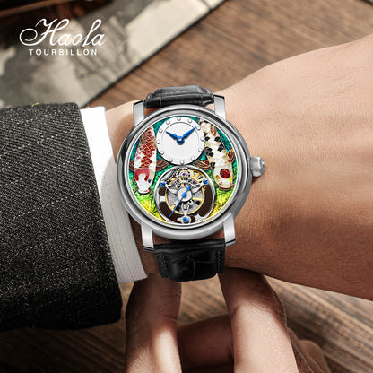 Reserve(30 days)--HAOFA Enamel (Cloisonne) Carp Tourbillon 2218