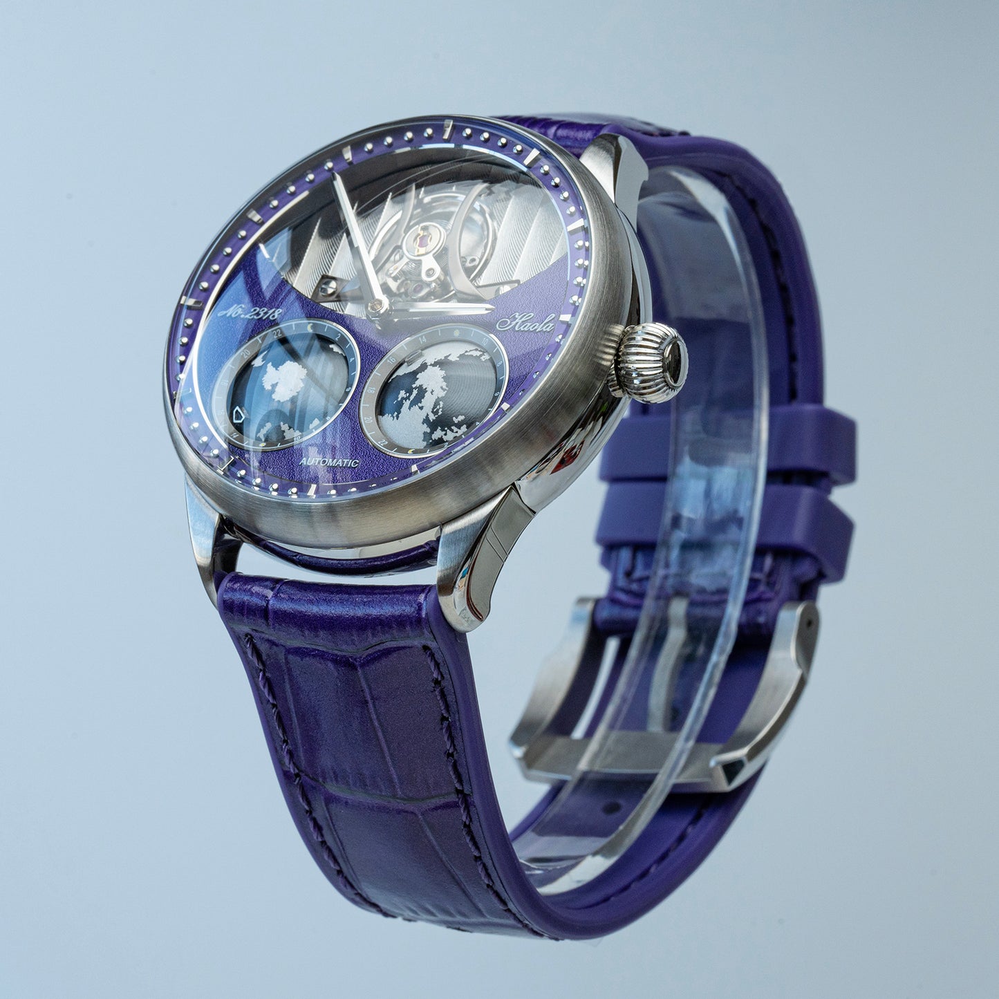 Haofa 2318 Model 3D Earth Rotating Mineral High-domed Crystal Watches