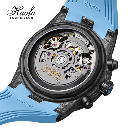 【Pre-sale】HAOFA 2367 3D Skeleton Automatic Chronograph Movement Full Carbon Fiber Screw-in crown Watch