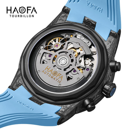 HAOFA 2367 3D Skeleton Automatic Chronograph Movement Full Carbon Fiber Screw-in crown Watch