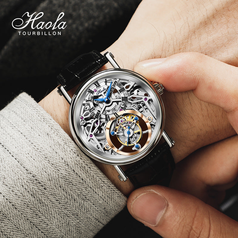 Haofa 1602 Flying Tourbillon CNC ENGRAVING Dial Skeleton Watch