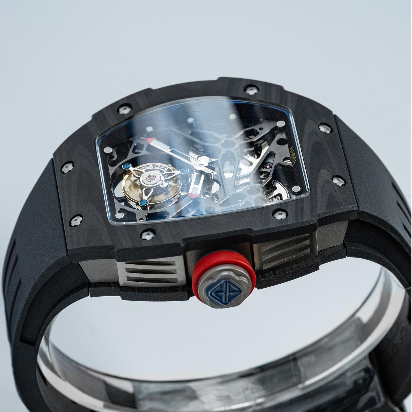 HAOFA Automatic Tourbillon Movement Free-sprung Balance 1901-1 Double Spring carbon fiber bezel Titanium magnesium