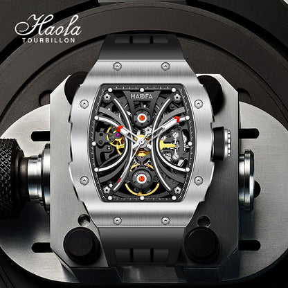 Haofa 1909A Stainless Steel Case Skeleton Automatic Watch Super Luminous 80 hours power