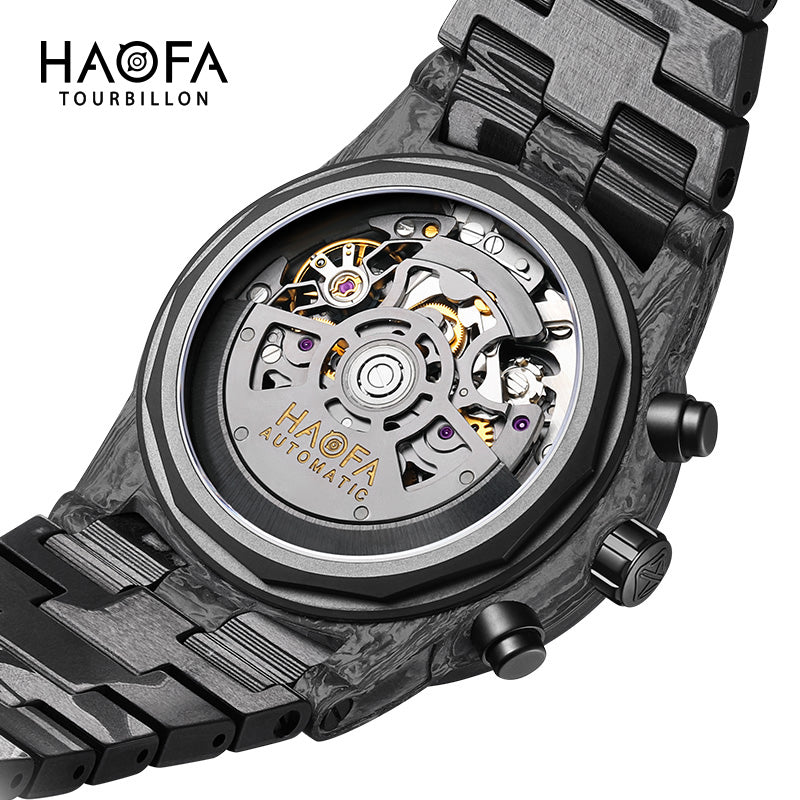 HAOFA 2366-1 Full Carbon Fiber Automatic Chronograph Movement Screw-in crown Watch