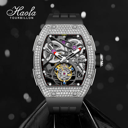 HAOFA 1901-1S Automatic Tourbillon Double Spring 72 Hours power Free-sprung Balance Wathces Crystal Bezel