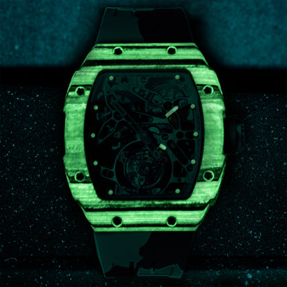 HAOFA Automatic Tourbillon Movement Free-sprung Balance 1901-1 Double Spring carbon fiber bezel Titanium magnesium