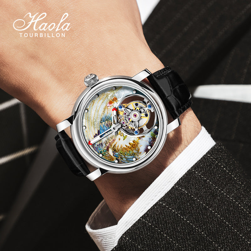 Reserve(30 days)--HAOFA Enamel (Cloisonne) Carp Tourbillon 2218