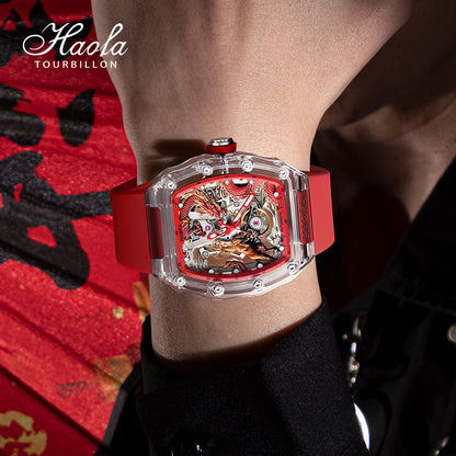 Haofa Crystal 2323 3D Dragon and Horse 72H Automatic Watch