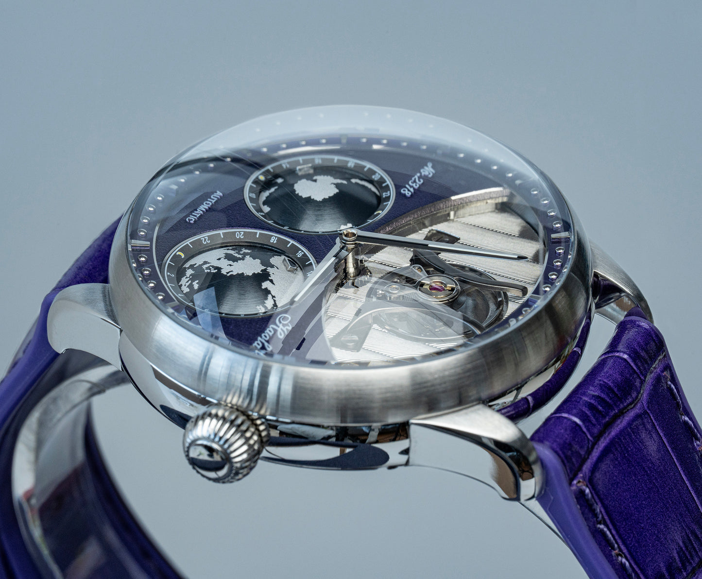 Haofa 2318 Model 3D Earth Rotating Mineral High-domed Crystal Watches