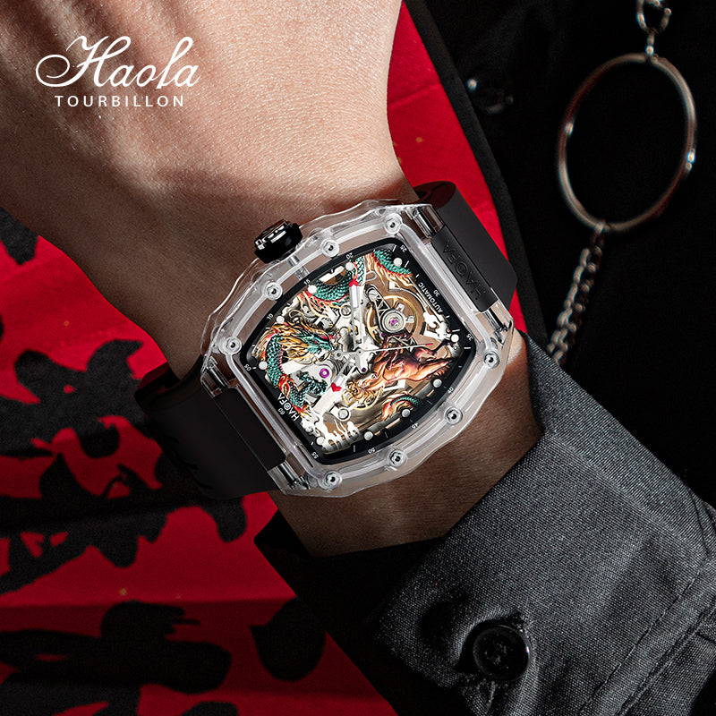 Haofa Crystal 2323 3D Dragon and Horse 60H Automatic Watch