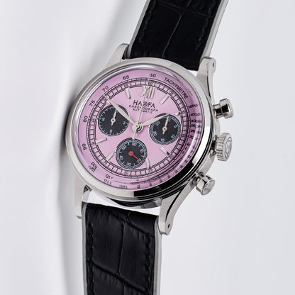 【Pre-sale】Haofa 2371 Black Pink 100pcs Chronograph Watch Tachymeter Automatic Movement WristWatch