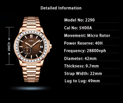 HAOFA Automatic Micro Rotor Diamond Bezel Watch Model 2290