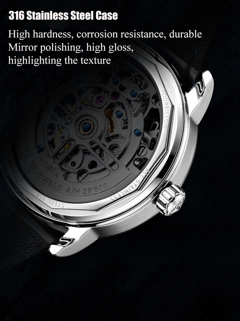 HAOFA 3D GALAXY DOUBLE BARREL AUTOMATIC TOURBILLON K9 Crystal Bezel (GIFT CRYSTAL GALAXY BALL ) MODEL 2269