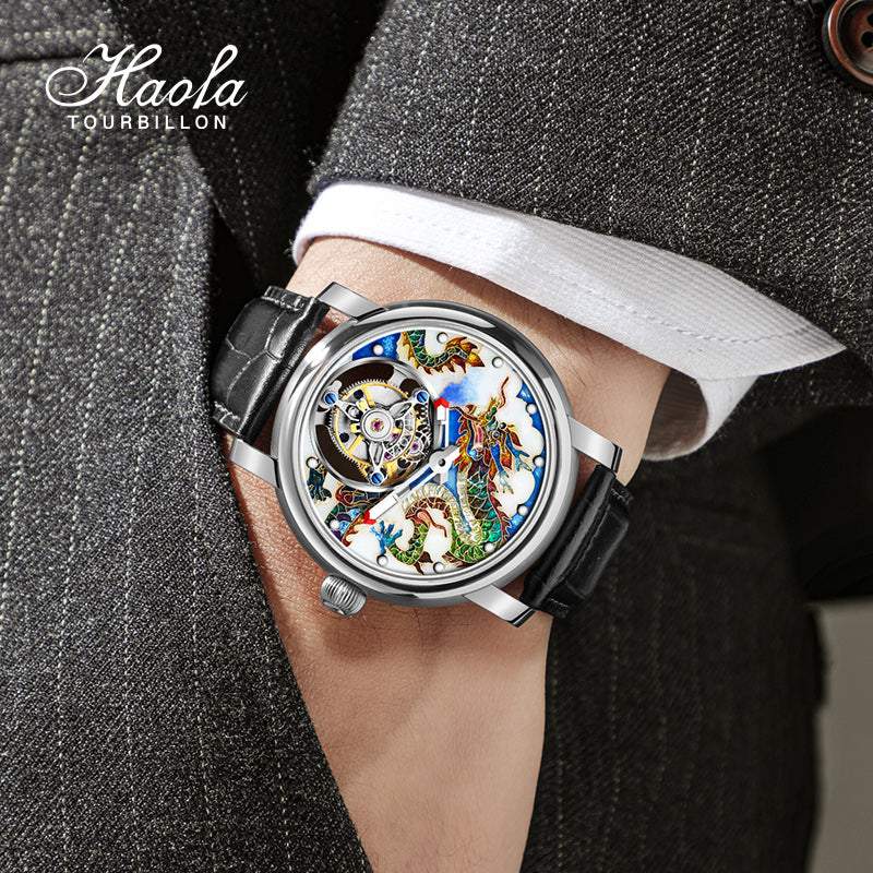 Reserve(30 days)--HAOFA Enamel (Cloisonne) Carp Tourbillon 2218