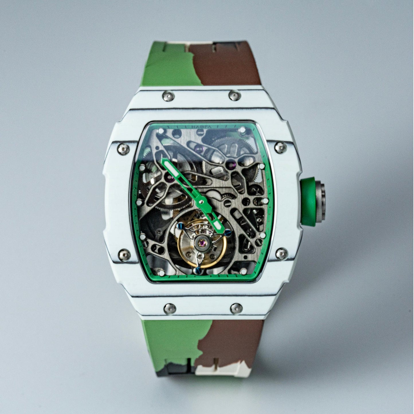 HAOFA Automatic Tourbillon Movement Free-sprung Balance 1901-1 Double Spring carbon fiber bezel Titanium magnesium