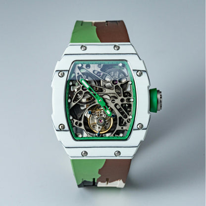 HAOFA Automatic Tourbillon Movement Free-sprung Balance 1901-1 Double Spring carbon fiber bezel Titanium magnesium