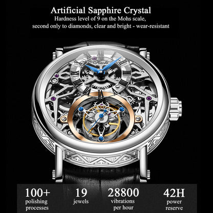 Haofa 1602 Flying Tourbillon CNC ENGRAVING Dial Skeleton Watch