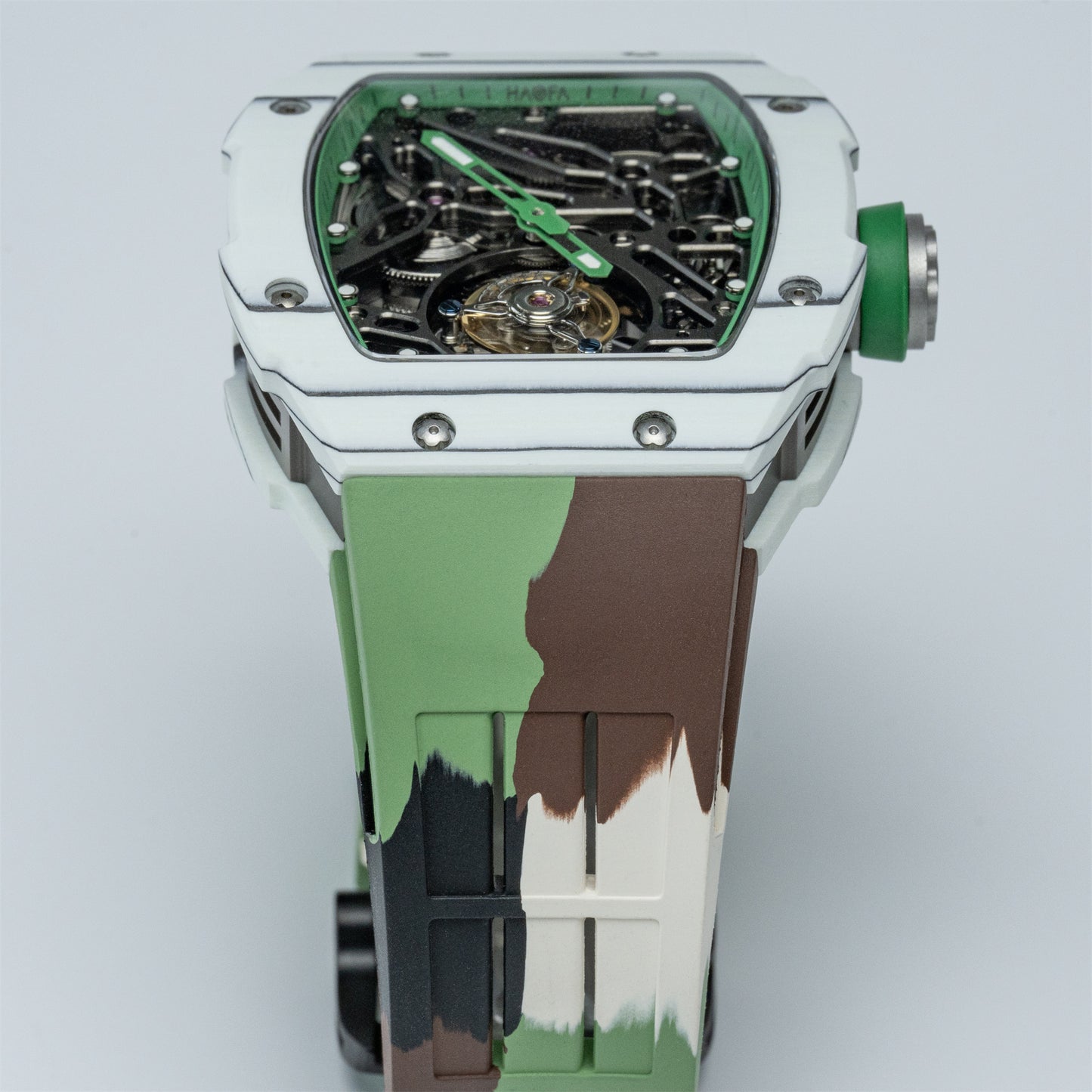 HAOFA Automatic Tourbillon Movement Free-sprung Balance 1901-1 Double Spring carbon fiber bezel Titanium magnesium