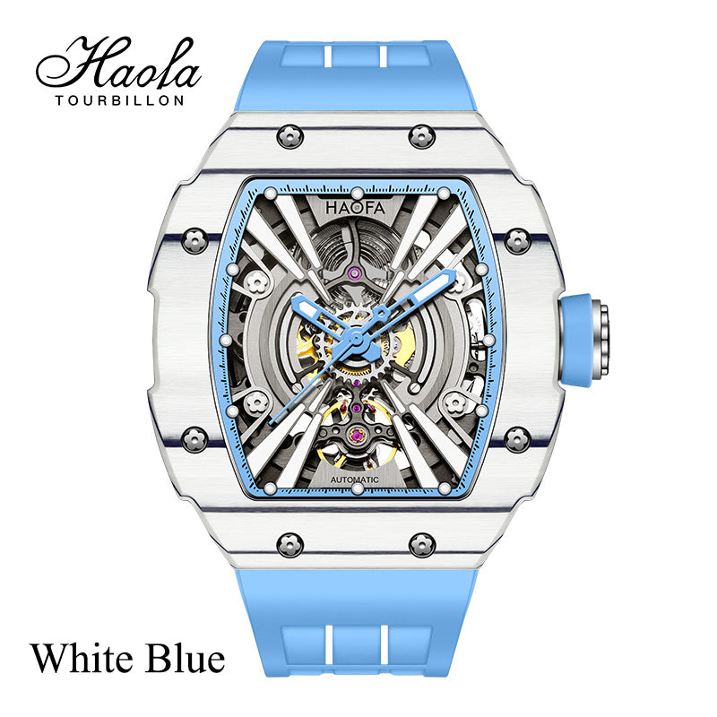 Haofa 1906 double Carbon Fiber Mechanical Watch 80 Hours power Skeleton