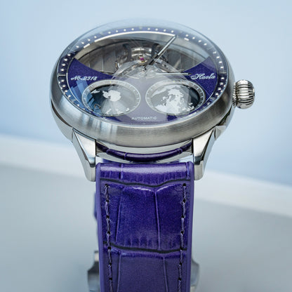 Haofa 2318 Model 3D Earth Rotating Mineral High-domed Crystal Watches