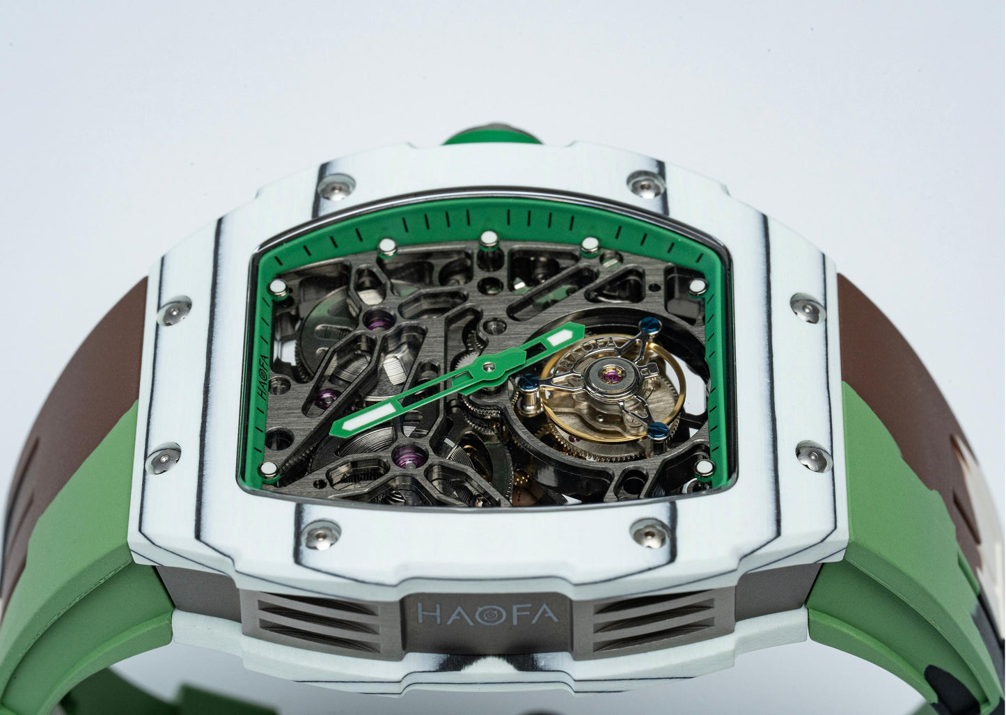 HAOFA Automatic Tourbillon Movement Free-sprung Balance 1901-1 Double Spring carbon fiber bezel Titanium magnesium