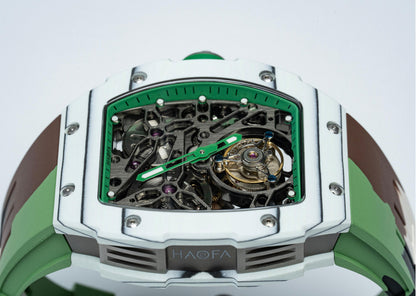 HAOFA Automatic Tourbillon Movement Free-sprung Balance 1901-1 Double Spring carbon fiber bezel Titanium magnesium